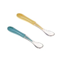 Bebedor 2'Li Silikon Uçlu Kaşık Sarı - Mavi 4 Ay+ No Color Mavi - Sarı