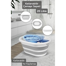 Katlanabilir Çamaşır Sepeti Katlanır Çamaşır Selesi Yeni Nesil Akordiyon Sele 54,5x39x25,5cm Gri