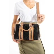 Just Polo Kadın Günlük Kullanıma Uygun Ayarlanabilir Askılı Büyük Boy Lüks El & Omuz Çantası Shoulder Bag Siyah Taba