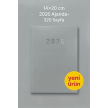 Cilt Bezli Gri Ajanda 14 20 Cm 320 Sayfa, Günlük Planlayıcı, Ofis & Okul Kullanımı Gri