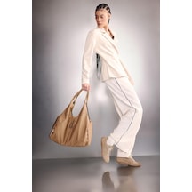 Defacto Ultra Yumuşak Wıde Leg Geniş Paça Standart Boy Modal Sporcu Pantolon D7128ax26sper218 Ekru-er218