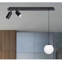 Rsylight Retro Masa Üstü 3 Lü 180derce Ledli Beyaz Opal Camlı Sarkıt Led Spot Günışığı Ampüllü Siyah