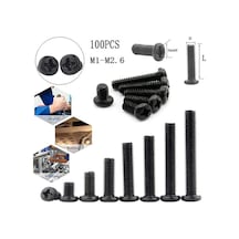 Novahub 100 Adet Çapraz Gömme Tava Başlı Vida M1 M1.2 M1.4 M1.6 M1.7 M2 M2.5 M2.6 Karbon Çelik M1.6x6mm M1.6 X 6 Mm