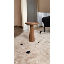 Wood Wooden Ahşap Kahverengi Renk Tekli Mantar Yan Sehpa Fiskos Çiçeklik Decorative Kahverengi
