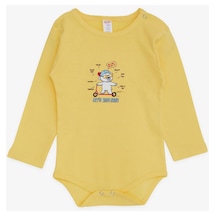 Breeze Erkek Bebek Çıtçıtlı Body Gözlüklü Ayıcık Baskılı 9 Ay-3 Yaş, Sarı Sarı