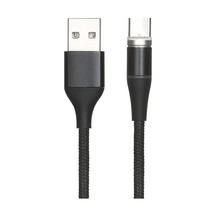 Pazly 2.4a Manyetik Şarj Kablosu, 2m Uzunluk, Siyah Type-c, Hızlı Şarj, Naylon Örgülü, Veri Kablosu