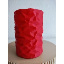 3d Baskı Buruşuk Kağıt Görünümlü Kalemlik Modern Masaüstü Organizer Dokulu Kalem Tutucu 10 Cm - Kırmızı Çok Renkli