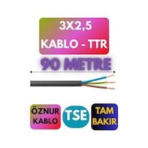 Öznur 3x2,5 Ttr Kablo Metre Seçenekli Siyah - 90 Metre