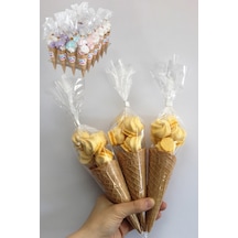 Süt Çocuk Kornet Külah Beze 24 Adet Sarı