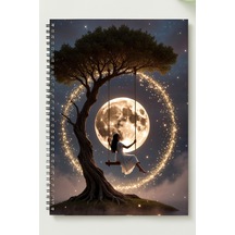 Ay Işığı Salıncağı A5 Metal Spiralli Çizgisiz Karton Kapak Ay Işığı Salıncağı Defter Çok Renkli