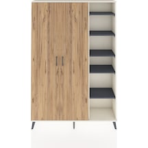 Arges Dolap 7 Raflı 2 Kapaklı Tek Askılı 132x30x195 Aytaşı-çam/antrasit Atlas Çam/antrasıt