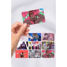 Chainsaw Man Kart Kaplama Anime Sticker 8 Adet Çok Renkli