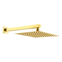 Fause Ankastre Duş Başlığı Borulu Kare Slim Metal 25 X 25 Cm Altın