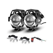U5 Motosiklet Sis Farı Su Geçirmez 3 Mod'lu 2 Adet Led + 1 Anahtar