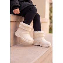 Çocuk Unisex İçi Kürklü Yağmur Çizmesi Beyaz