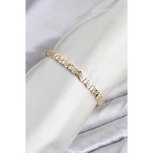 Cm Model Zirkon Taşlı Vıp Seri Gold Renk Pirinç Kadın Bileklik Çok Renkli