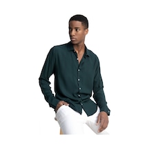 Tudors Slim Fit Dar Kesim Uzun Kol Dökümlü Viskon Şık Erkek Yeşil Gömlek-26912-yeşil Yeşil