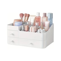 Topshop1 Beyaz Büyük Kapasiteli Kozmetik Organizatör Çekmeceli Makyaj Saklama Kutusu Beyaz