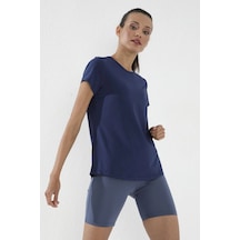 Tommy Life İndigo Basic Kısa Kol Standart Kalıp O Yaka Kadın T-shirt - 97144 Mavi