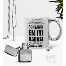 Kişiye Özel Dünyanın En İyi Babası Krom Kupa Benzinli Çakmak Koly N11.1473