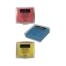 Faber Castell Hamur Silgi Kutulu Sarı Kırmızı Mavi 3 Paket