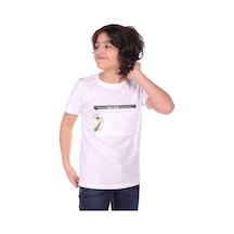 Toontoy Kids Toontoy Erkek Çocuk Önü Süs Fermuarlı Kol Kısmı Arma Detaylı Tişört Beyaz