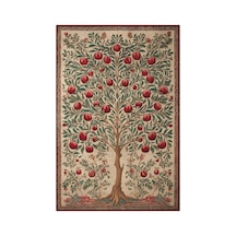 Pera 219 Bej Kırmızı Nar Ağacı Tasarım Halı İnce Kilim Halı Hol Yolluk Ev Oda Salon Halısı