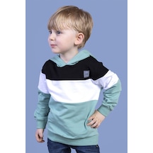 Toontoy Kids Toontoy Erkek Çocuk Kapüşonlu Garni Detaylı Sweatshirt Yeşil