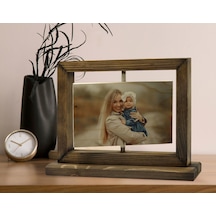 Bk Gift Kişiye Özel Fotoğraflı Doğal Ahşap Dönen Fotoğraf Çerçevesi, Anneler Günü Hediyeleri, Ev Dekoru, Masaüstü Dekoru-4