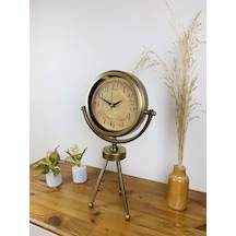 Eskitme Vintage Üç Ayaklı Masa Saati Kırmızı - Kahverengi