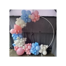 Pastel Beyaz-mavi Makaron Ve Pembe Makaron Balon Zinciri 100 Adet Mix