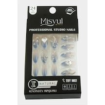 Misyul - 93 - Taşlı Takma Tırnak 24 - Concepta - Adet Mavi