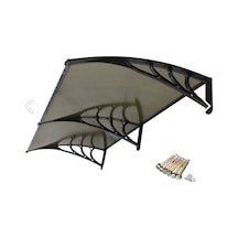 Kapı Üstü Pratik Sundurma 240 Cm X 80 Cm Siyah Ayak -bronz Levha