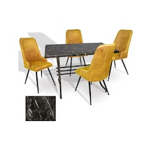 Japon - Çırağan Masa Takımı - 80x140 Werzalit, Wermodin Ve Allzalit Tabla - Teramo - Sarı Çok Renkli