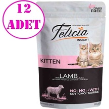 Felicia Kitten Yaş Kedi Maması Tahılsız Kuzu Etli 85 Gr 12 Ad
