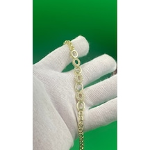Xuping Kadın Kuyumcu Model 14 Ayar Altın Renk Oval Zirkon Taşlı Bileklik Gold
