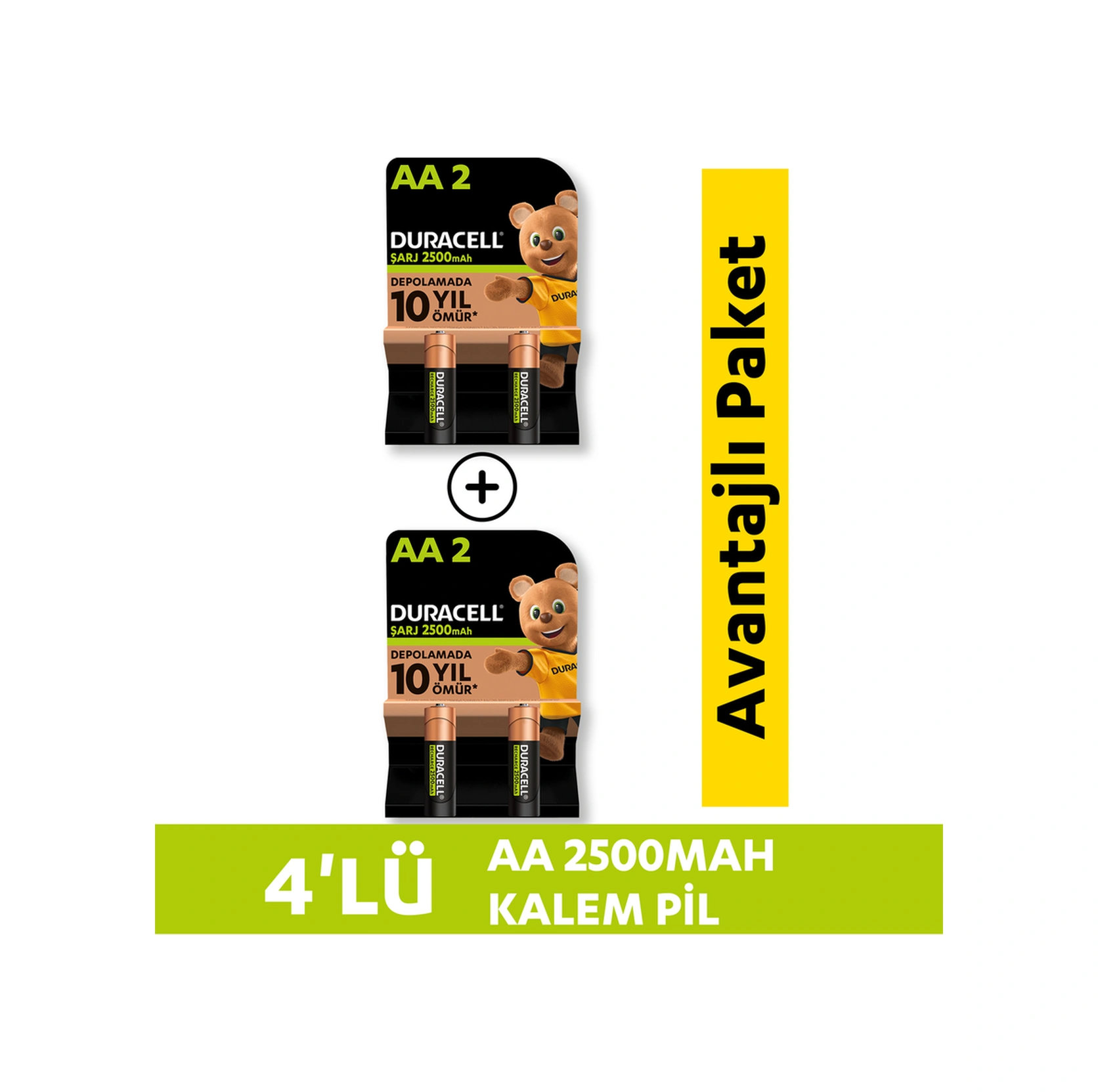 Şarj Edilebilir Aa 2500mah Piller, 4'lü Paket