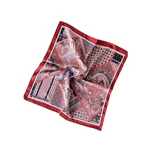 2 Li Saten Bandana Seti Saten Fular Saten Çanta Aksesuarı Özel Desen Bandana 45x50 Cm Gümüş