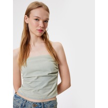 Koton Straplez Büstiyer Kolsuz Arkası Fermuarlı Slim Fit Green Cast 4sal30059md