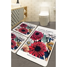 Flower Market 3'lü Set Banyo Paspası Djt Renkli