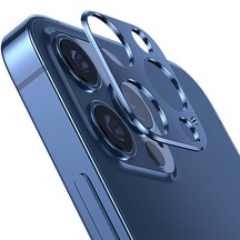 Ally iPhone 12 Pro Uyumlu 3D Metal Kamera Koruyucu Lens Lacivert