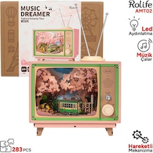 Rolife Amt02 Tv Görünümlü Müzik Kutusu Sakura Dreamy Tour Dıy Minyatür Maket Model Seti Ahşap 3d Wooden Puzzle 3d Model Kit Detaylı Dekoratif Hobi Seti Ahşap Maket