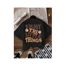 Medinenur Enjoy Arka Baskılı Basic T-shirt Siyah