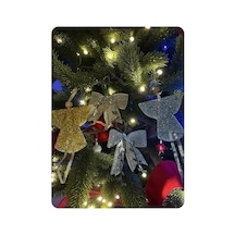 Yılbaşı Süsü, Melek Figürlü Yılbaşı Ağacı Süs, Fiyonk Süs, Simli Kumaş, 4'lü Set, Altın Ve Gümüş Renk Melek Set