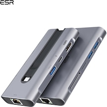 Esr 8-in-1 Usb-c Hub: 4k Hdmı, Gigabit Ethernet Rj45 , 100w Pd Şarj Ve Yüksek Hızlı Veri Aktarımı