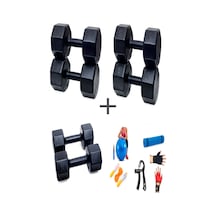 Ps Spor 3 Çift Dambıl Set 3 Kg + 6 Kg + 9 Kg + 5 Çeşit Egzersiz Seti