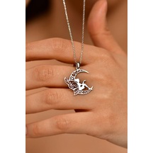 Roza Silver Rodyum Ay Perisi 925 Ayar Gümüş Kadın Kolye Rn10229