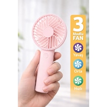 Standlı 3 Mod Şarjlı El Fanı 3 Kademe Seyahat Masaüstü Vantilatör Taşınabilir Mini Fan Pembe F137