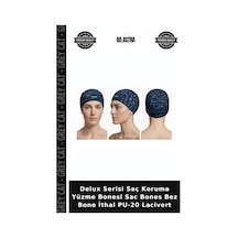 Delux Serisi Saç Koruma Yüzme Bonesi Sac Bones Bez Bone İthal Pu-20 Lacivert