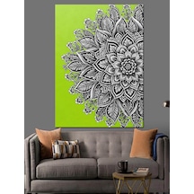 Ahşap Tablo Yeşil Siyah Mandala Deseni
